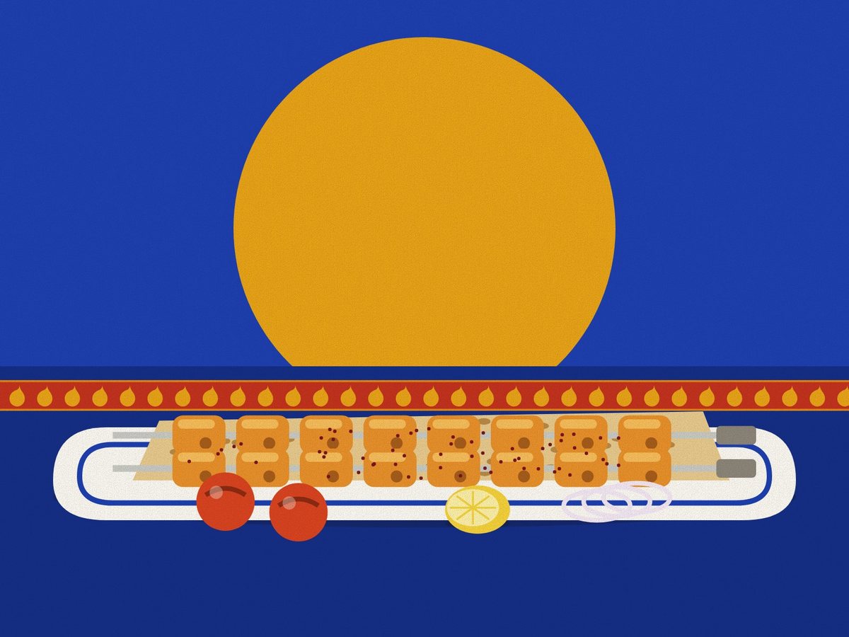 Joojeh kabab, painted in the Persiahaus style