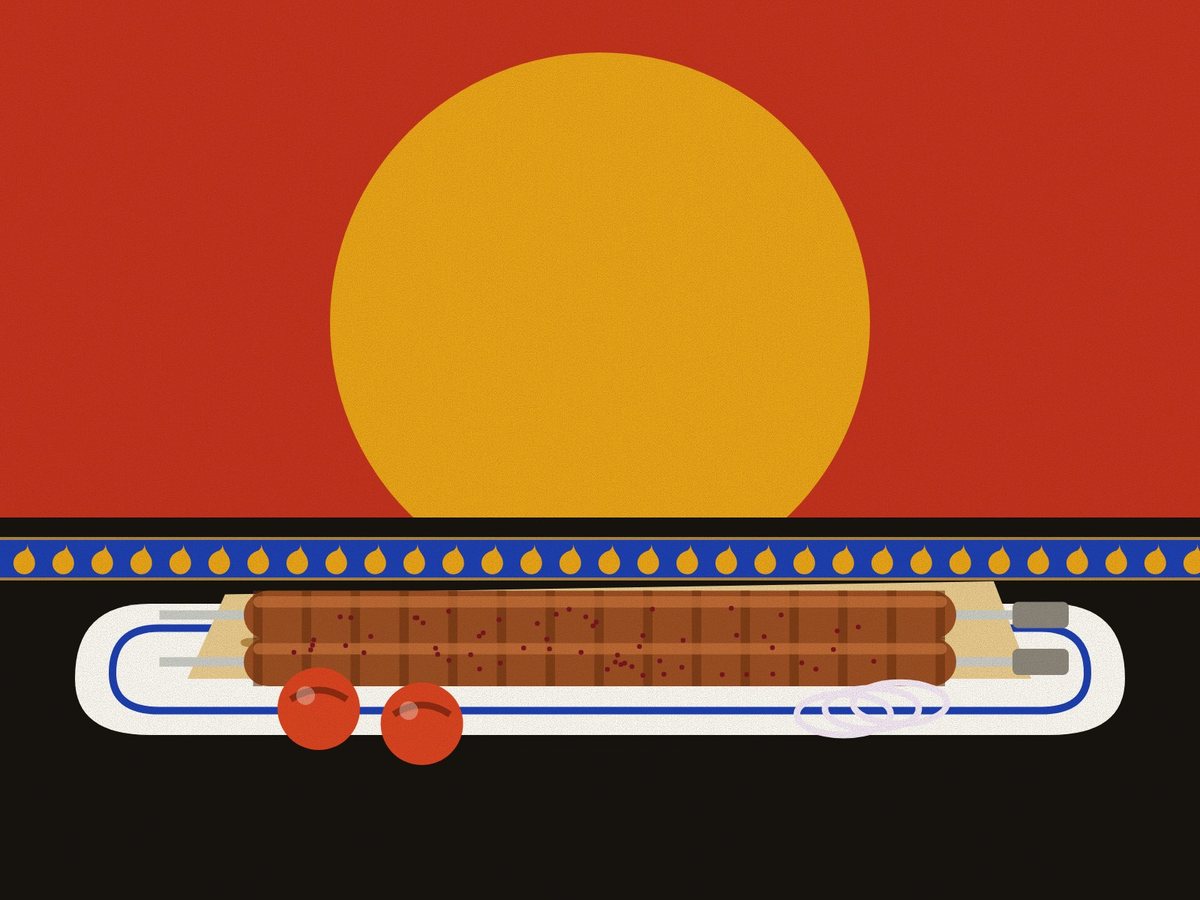 Kabab koobideh, painted in the Persiahaus style