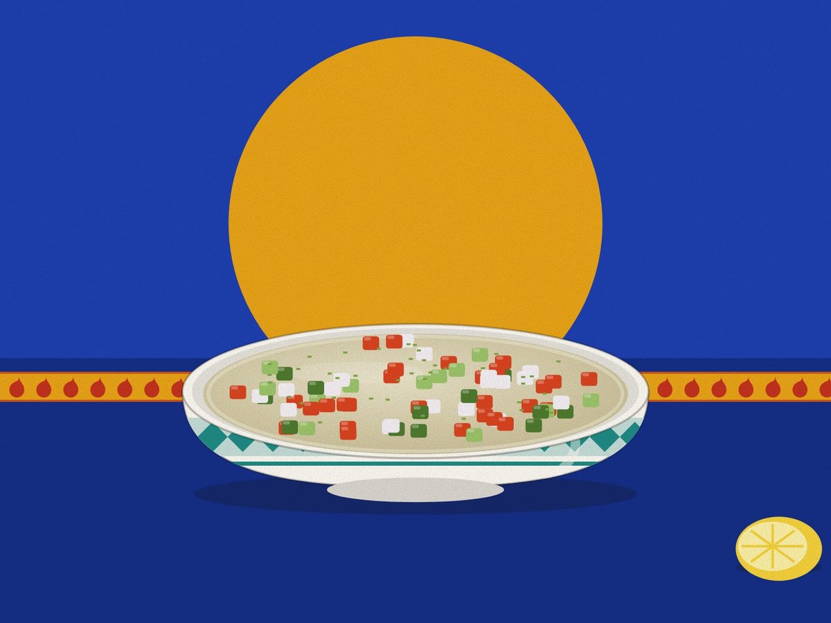 Shirazi salad, painted in the Persiahaus style